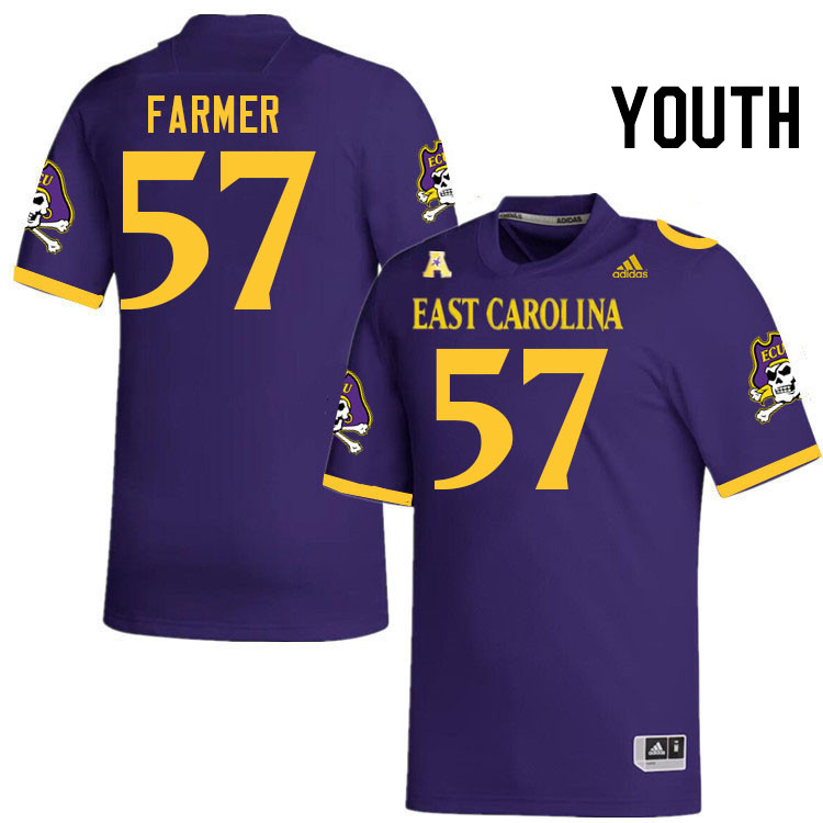 Youth #57 Ajani Farmer ECU Pirates College Football Jerseys Stitched Sale-Purple